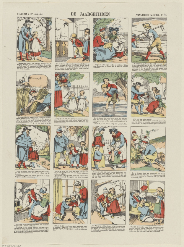 Cartoon-Illustration eines Mannes, der mit einer Frau spricht, mit witzigem Text und umgeben von Bildern auf einer Buchseite.