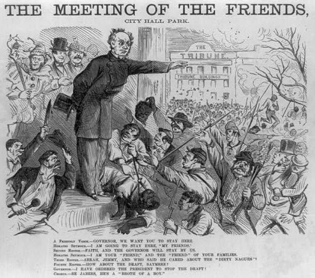 Ein Papier mit einer Zeichnung einer Gruppe bewaffneter Personen mit einem Gebäude im Hintergrund, betitelt mit 'ÄěDas Treffen der Freunde, Rathauspark'ÄĚ.