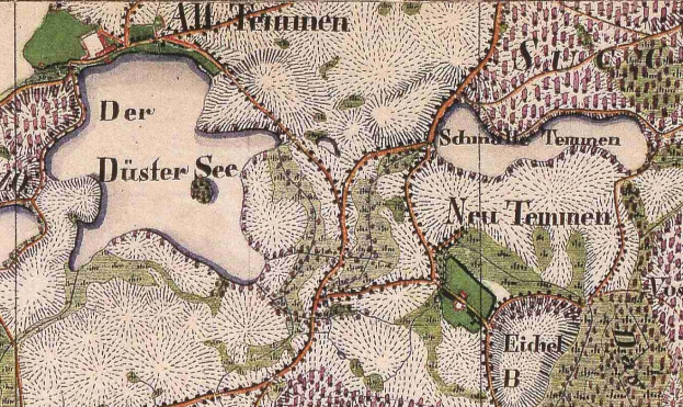 Alte detaillierte Karte von Düsseldorf, Deutschland, die Straßen, Gebäude und Sehenswürdigkeiten mit Textangaben zur Bevölkerung, Dichte und Lage zeigt.
