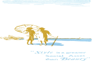 Plakat mit minimalistischem weißem Hintergrund und hellblauem Rand, das zwei Menschen zeigt, die sich umarmen, mit fetter schwarzer Schrift, die "Stil ist ein größeres soziales Asset als Schönheit" quer darüber schreibt.