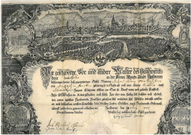 Eine alte deutsche Banknote mit einer Stadtansicht, Text und zusätzlichen Bildern, die ihr einen klassischen Look verleihen.