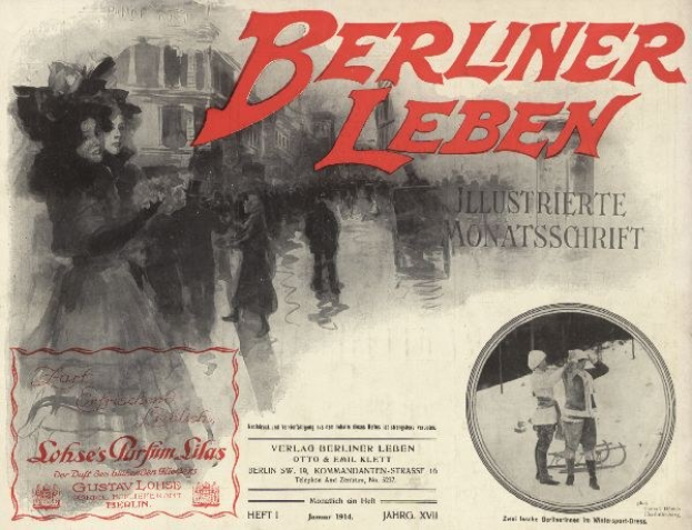 Altes Buch mit dem Titel 'Berliner Leben' und einem Foto von Menschen in traditioneller deutscher Kleidung auf dem Cover und deutschem Text auf dem Rücken.