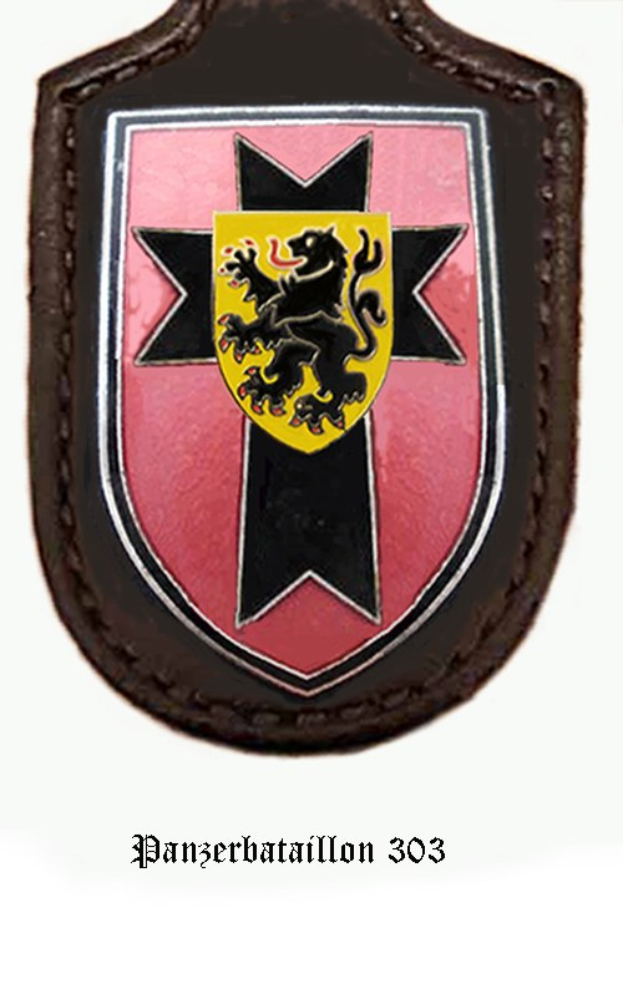Pink und schwarzer Schild mit einem Löwen, dem Logo der deutschen Armee, mit dem Text "Deutsche Armee" darunter.